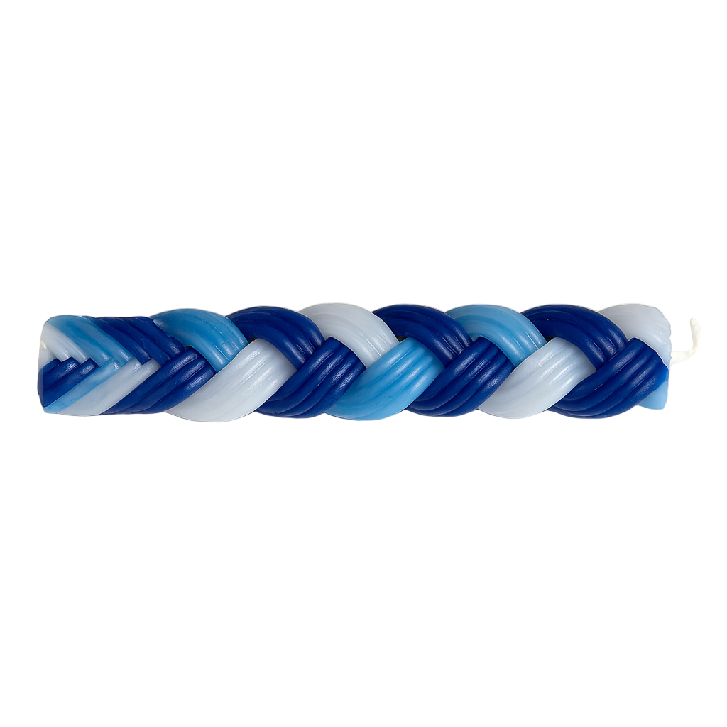 Flat Havdalah Candle - Blue\White